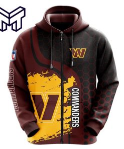 NFL Washington Commanders Football Full Zip Hoodie Hooded Sweatshirt Sports Jacket Gift For Men Women V2