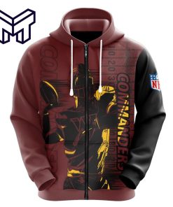 NFL Washington Commanders Football Full Zip Hoodie Hooded Sweatshirt Sports Jacket Gift For Men Women V6