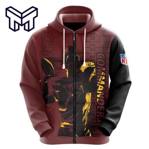 NFL Washington Commanders Football Full Zip Hoodie Hooded Sweatshirt Sports Jacket Gift For Men Women V6