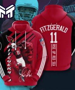 Arizona Cardinals 11 Fitzgerald Signature Rise Up Red Sea 3D Hoodie All Over Print Best Gift For Man Woman