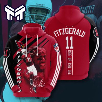 Arizona Cardinals 11 Fitzgerald Signature Rise Up Red Sea 3D Hoodie All Over Print Best Gift For Man Woman