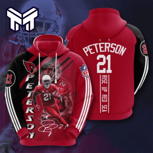Arizona Cardinals 21 Peterson Signature Rise Up Red Sea 3D Hoodie All Over Print Best Gift For Man Woman