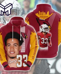 Arizona Cardinals 33 Byron Murphy Signature 3D Hoodie All Over Print Best Gift For Man Woman