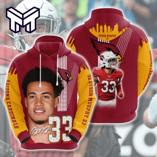 Arizona Cardinals 33 Byron Murphy Signature 3D Hoodie All Over Print Best Gift For Man Woman