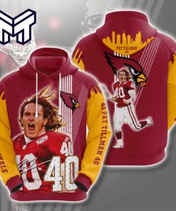 Arizona Cardinals 40 Tillman Signature Rise Up Red Sea 3D Hoodie All Over Print