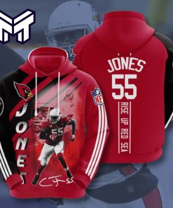 Arizona Cardinals 55 Jones Signature Rise Up Red Sea 3D Hoodie All Over Print Best Gift For Man Woman