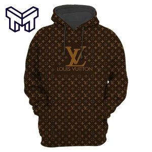 Black Brown LV Golden Logo Hoodie 3D All Over Print - High-Quality Printed  Brand