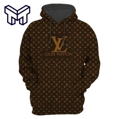 Fashion Luxury Brand LV Louis Vuitton Brown Monogram 3D Hoodie For Men Women