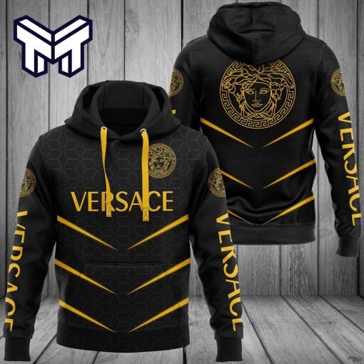 Gianni Versace Black 3D Hoodie For Men Women Luxury Brand Gianni Versace Black Zip Hoodie Fashion