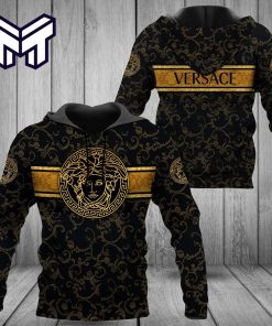 Gianni Versace Black 3D Hoodie Luxury Brand Gianni Versace Black Zip Hoodie For Men Women