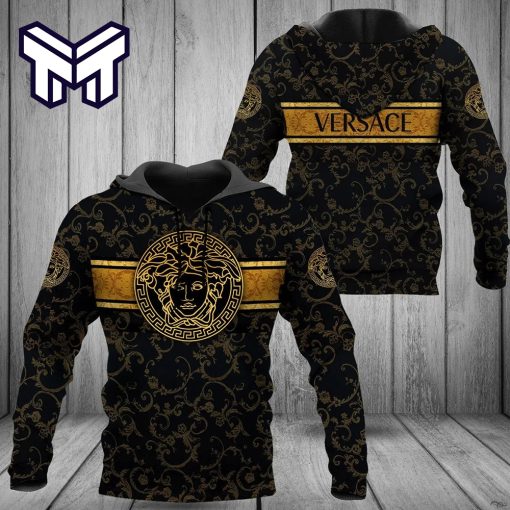 Gianni Versace Black 3D Hoodie Luxury Brand Gianni Versace Black Zip Hoodie For Men Women