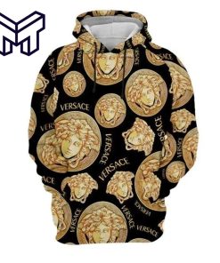 Gianni Versace Black Gold 3D Hoodie For Men Women Luxury Brand Gianni Versace Black Zip Hoodie