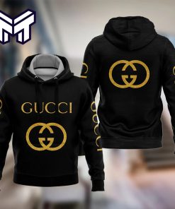 Gucci Black Golden Logo Luxury Unisex Hoodie Luxury Brand Outfit Best Gift For Man Woman