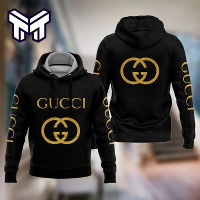 Gucci Black Golden Logo Luxury Unisex Hoodie Luxury Brand Outfit Best Gift For Man Woman