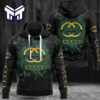 Gucci Dirty Dark Green Golden Logo Luxury Brand Premium Hoodie Best Gift For Man Woman