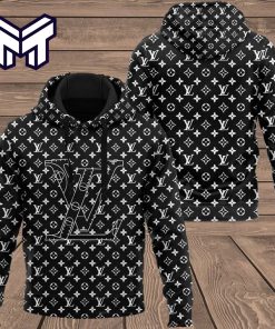 Louis Vuitton Black 3D Hoodie LV 3D Hoodie Luxury Brand Gift For Men Women