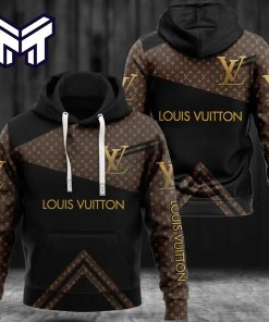 Louis Vuitton Black & Brown 3D Hoodie LV Hoodie Louis Vuitton Zip Hoodie Luxury Hoodie Clothing Clothes Outfit Gift For Man Woman