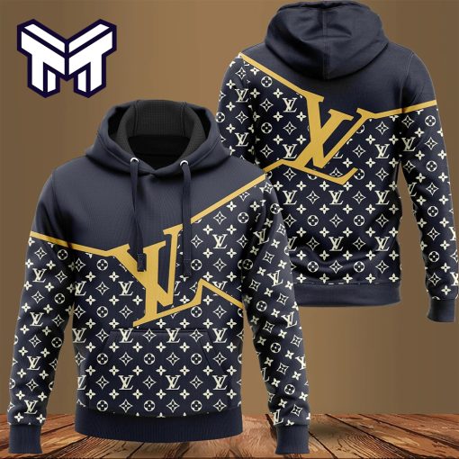 Louis Vuitton Black Yellow Logo Luxury Unisex Premium Hoodie Luxury Brand Outfit Best Gift For Man Woman