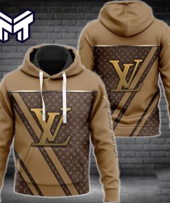 Louis Vuitton Brown 3D Hoodie LV 3D Hoodie Luxury Louis Vuitton Brown Zip Hoodie For Men Women