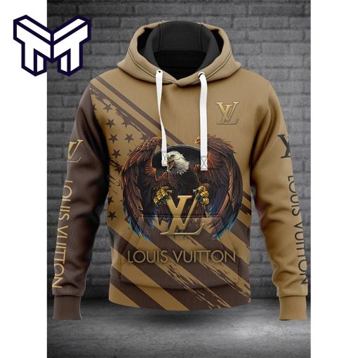 Louis Vuitton Brown Eagle Logo Fashion Luxury Brand Hoodie Best Gift For Man Woman