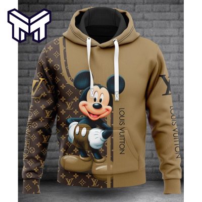 Louis Vuitton Brown Mickey Mouse Unisex Hoodie Best Gift For Man Woman Luxury Brand