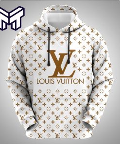 Louis Vuitton Brown White Unisex Hoodie Best Gift For Man Woman Luxury Brand LV Clothing Clothes Outfit