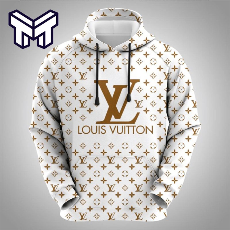 Louis Vuitton Brown White Unisex Hoodie Best Gift For Man Woman Luxury  Brand LV Clothing Clothes Outfit - Muranotex Store