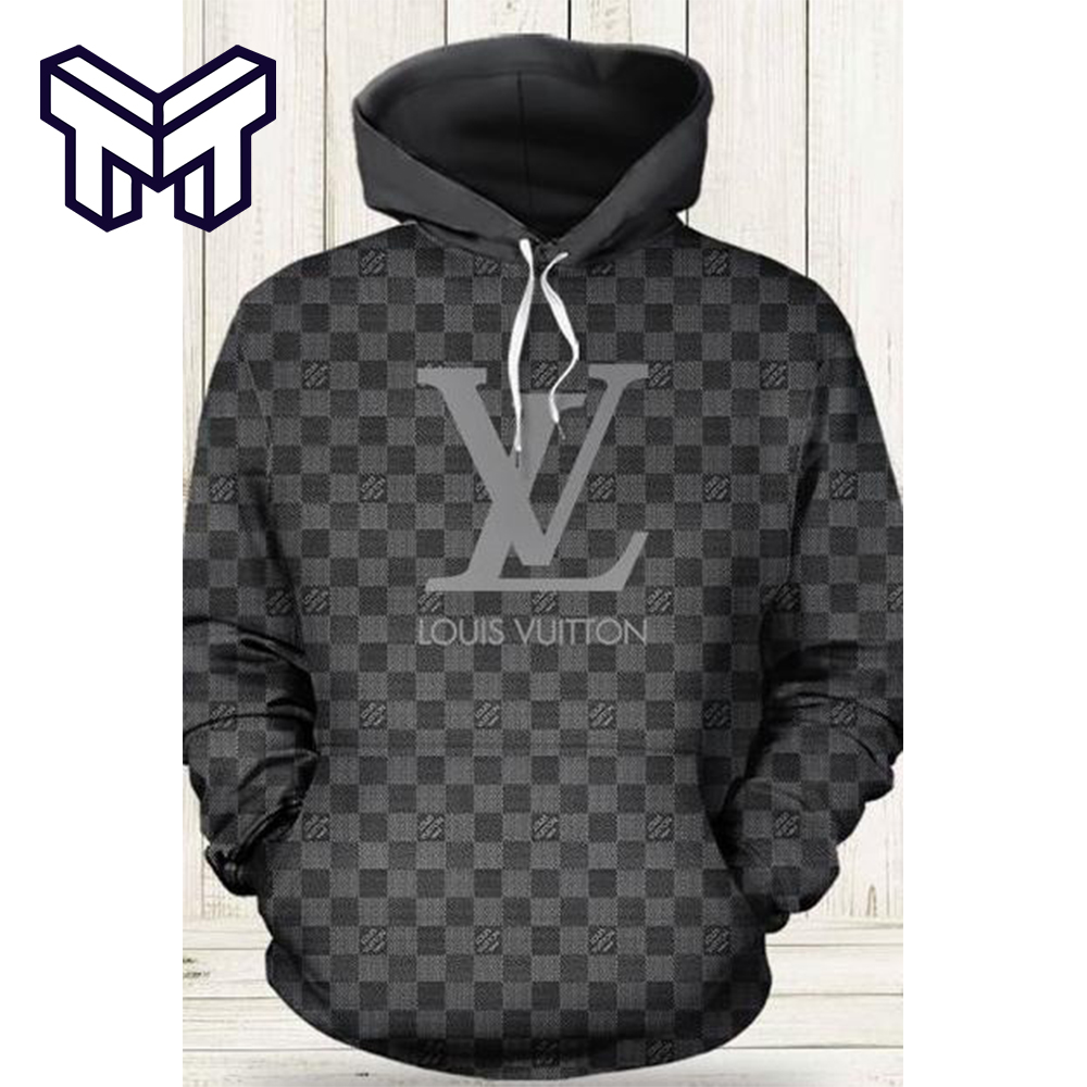 Louis Vuitton Grey Logo Fashion Luxury Brand Premium Hoodie For Men Women