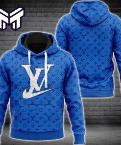 Louis Vuitton Logo Blue Premium Unisex Hoodie Best Gift For Man Woman Luxury Brand