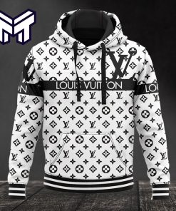 Louis Vuitton Logo White Premium Unisex Hoodie Best Gift For Man Woman Luxury Brand