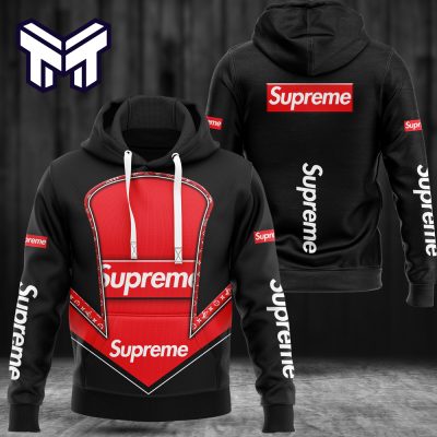 Louis Vuitton Supreme Black Red Luxury Brand Hoodie Best Gift For Man Woman