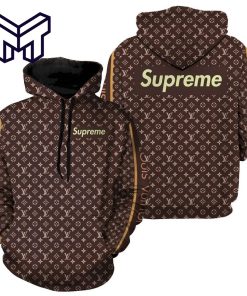 Louis Vuitton Supreme Brown Luxury Unisex Hoodie Luxury Brand Outfit Best Gift For Man Woman