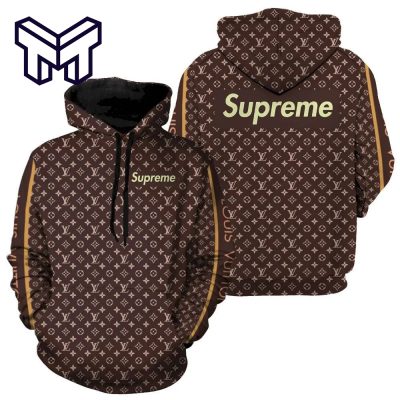 Louis Vuitton Supreme Brown Luxury Unisex Hoodie Luxury Brand Outfit Best Gift For Man Woman