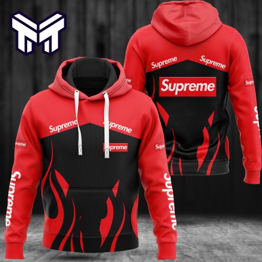 Louis Vuitton Supreme Red Black Luxury Brand Hoodie Best Gift For Man Woman