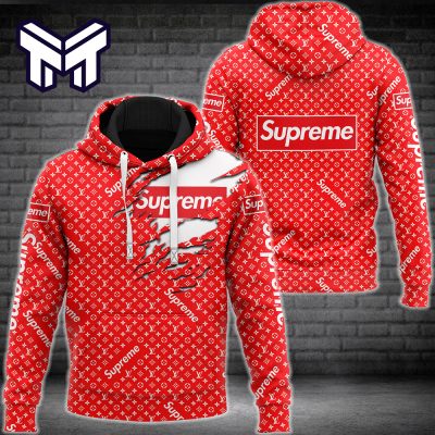 Louis Vuitton Supreme Red Luxury Brand Hoodie Best Gift For Man Woman