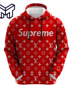 Louis Vuitton Supreme Red Luxury Unisex Hoodie Luxury Brand Outfit Best Gift For Man Woman