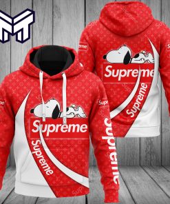 Louis Vuitton Supreme Snoopy Red Luxury Brand Hoodie Best Gift For Man Woman