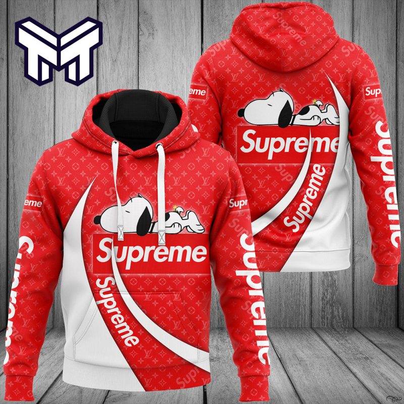 Louis Vuitton Supreme Snoopy Red Luxury Brand Hoodie Best Gift For Man Woman