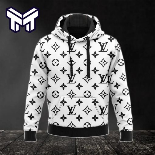 Louis Vuitton White 3D Hoodie LV Hoodie Louis Vuitton Zip Hoodie Luxury Hoodie Clothing Clothes Outfit Gift For Man Woman