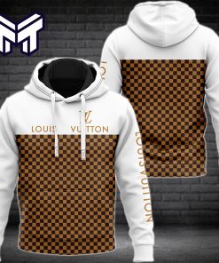 Louis Vuitton White Brown Fashion Luxury Brand Hoodie Best Gift For Man Woman