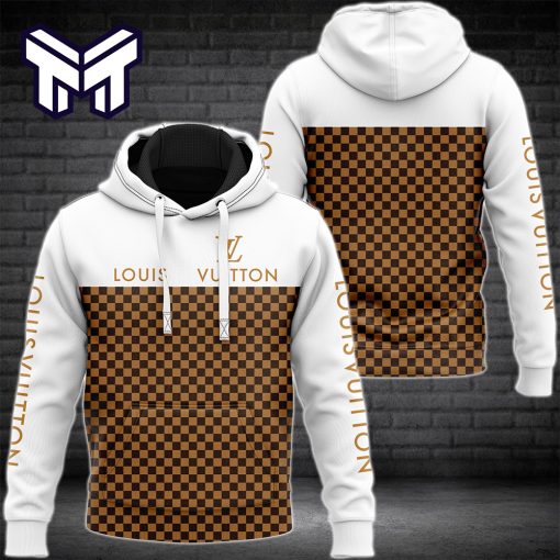 Louis Vuitton White Brown Fashion Luxury Brand Hoodie Best Gift For Man Woman