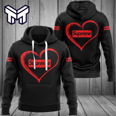 Supreme Red Heart Black Luxury Brand Premium Hoodie Best Gift For Man Woman