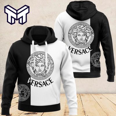 Versace Black White Luxury Unisex Hoodie Luxury Brand Outfit Best Gift For Man Woman