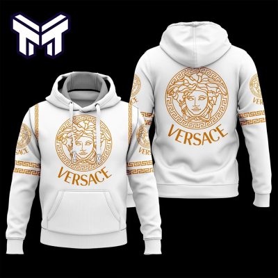 Versace White Golden Logo Luxury Unisex Hoodie Luxury Brand Outfit Best Gift For Man Woman