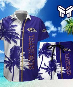 Baltimore Ravens Hawaiian Shirts Mens Wear Button-down Shirt Beach Shorts