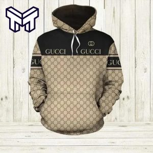 Black Brown Gucci 3D Logo Hoodie For Men And Women By Gucci