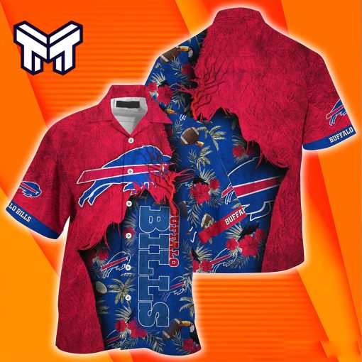 Buffalo Bills Hawaiian NFL Grunge Texture Print Combo Hawaiian Shirt And Short Pants