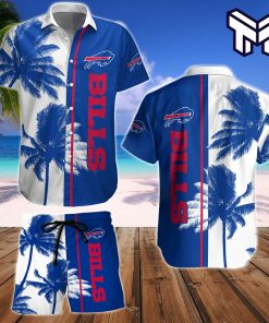 Buffalo Bills Hawaiian Wear Mens Summer Button-down Shirt Beach Swim Trunks