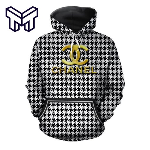 Chanel Black White 3D Hoodie For Men Women Luxury Brand Chanel Black White Zip Hoodie