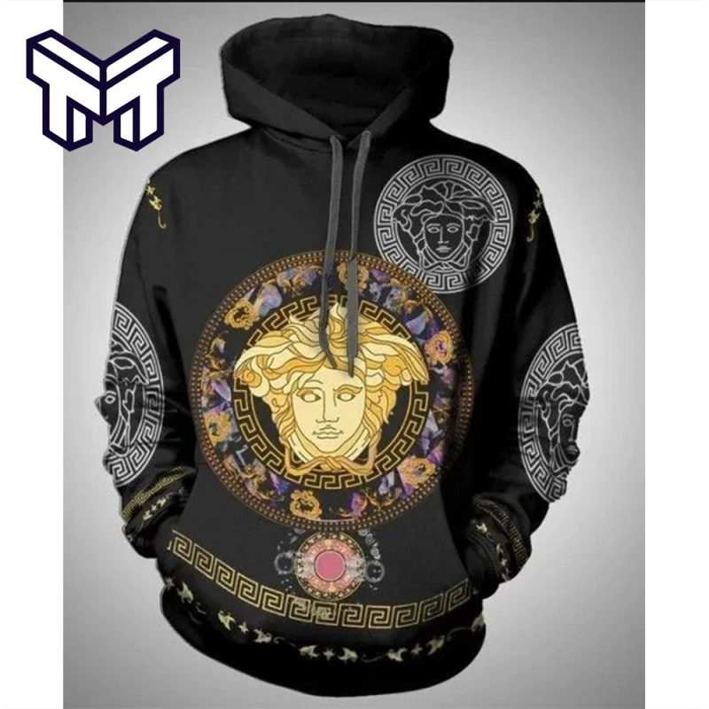 Gianni Versace Black 3D Hoodie Luxury Brand Gianni Versace Hoodie Gianni Versace Zip Hoodie